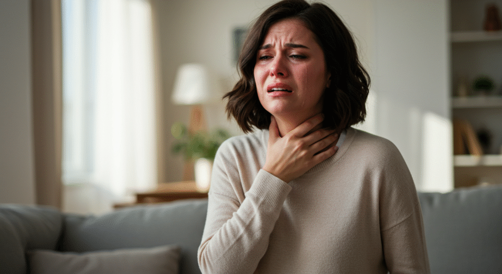 Woman Having Allergic Reaction