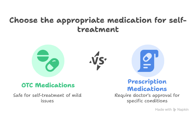 Visual Diagram of Prescription Medications vs. OTC Medicines