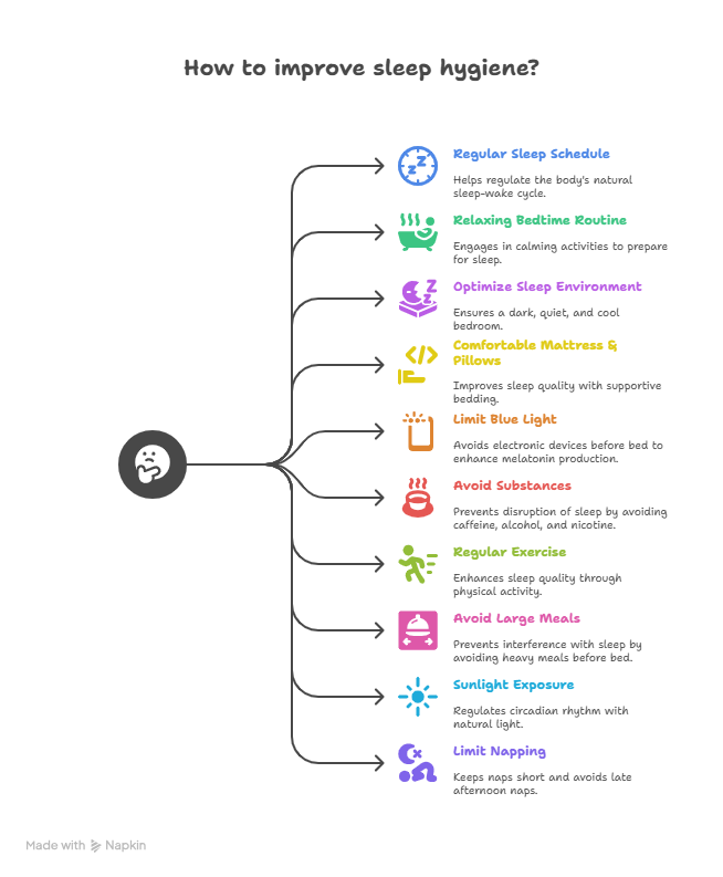 Graphic Illustration of Natural Ways to Improve Sleep Hygiene