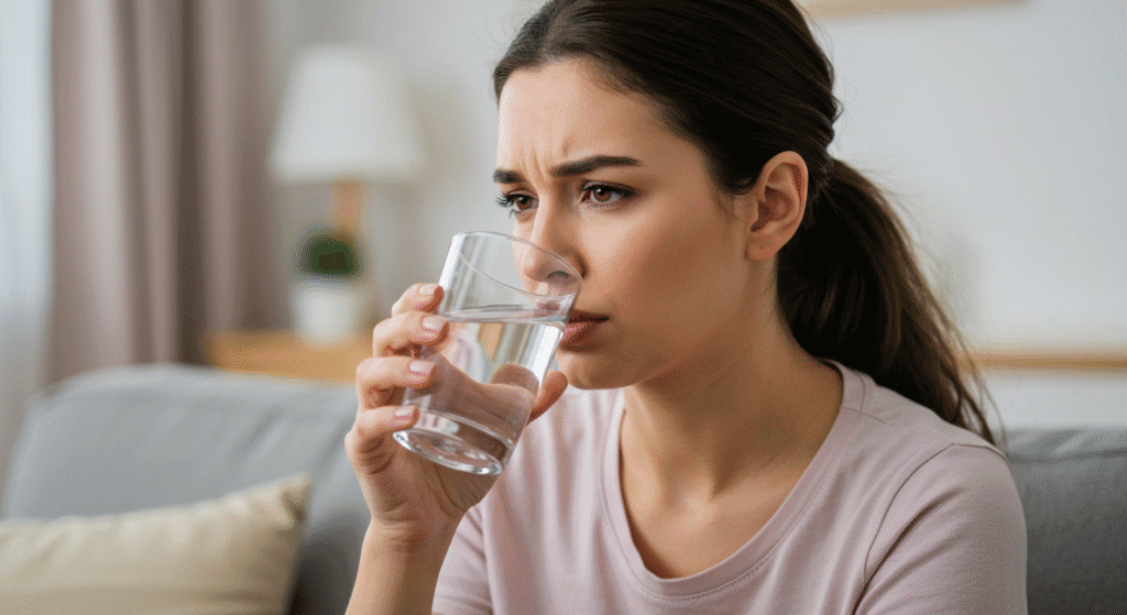 Woman Sipping Water for Nausea
