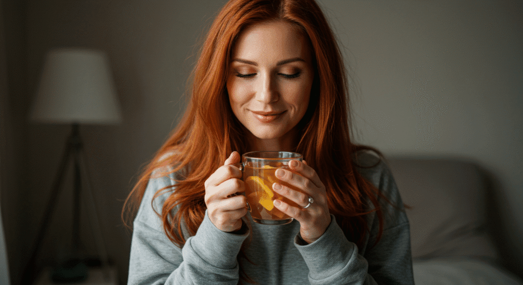 Woman Drinking Ginger Tea
