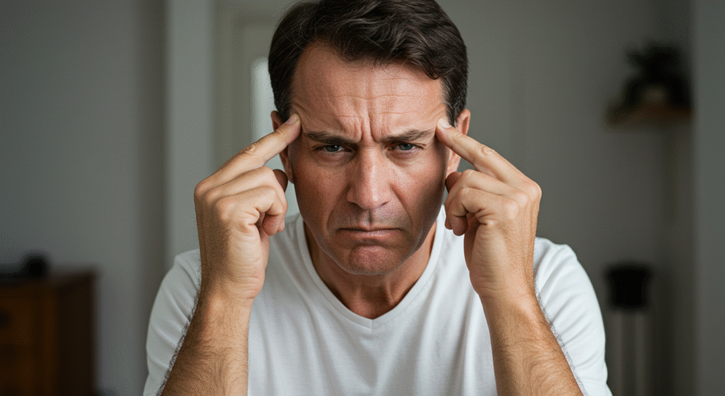 Man Rubbing His Temples