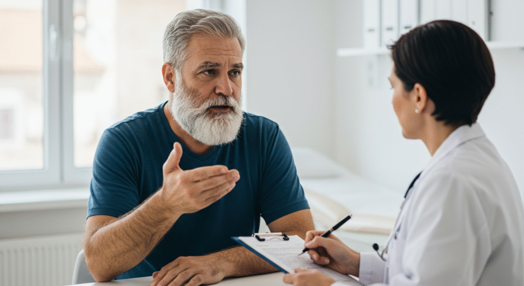 Man Talking to His Doctor