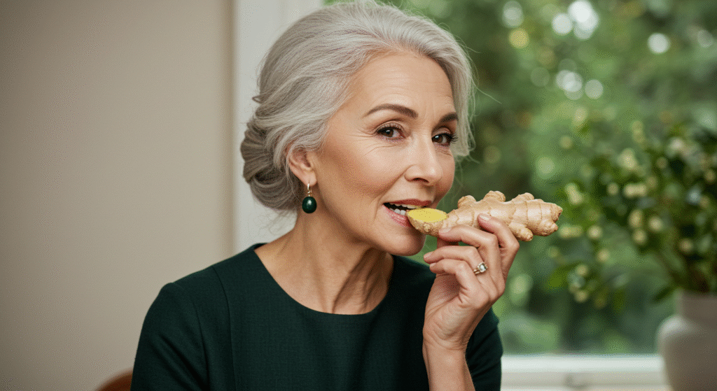 Woman Eating Ginger