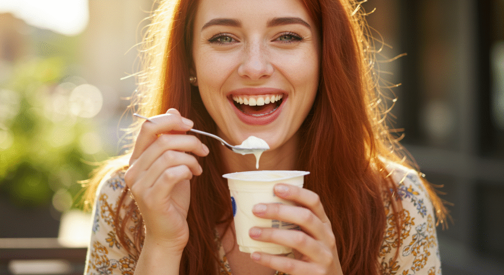 Woman Eating Yogurt