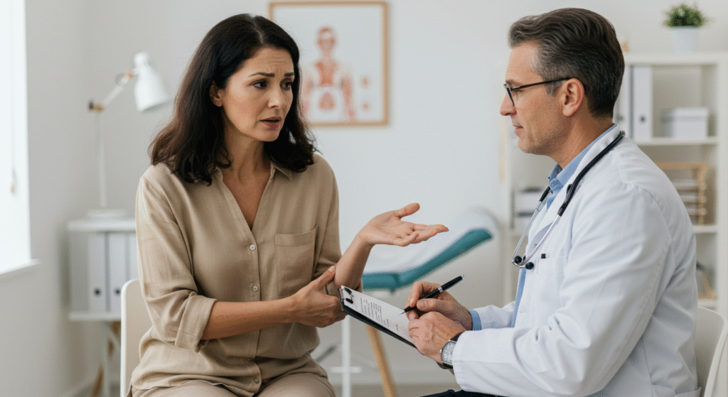 Woman Seeing a Doctor for Pain Relief
