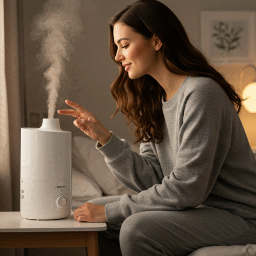 Woman Using a Humidifier