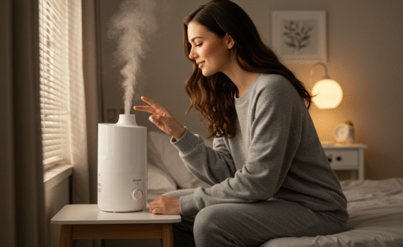 Woman Using a Humidifier