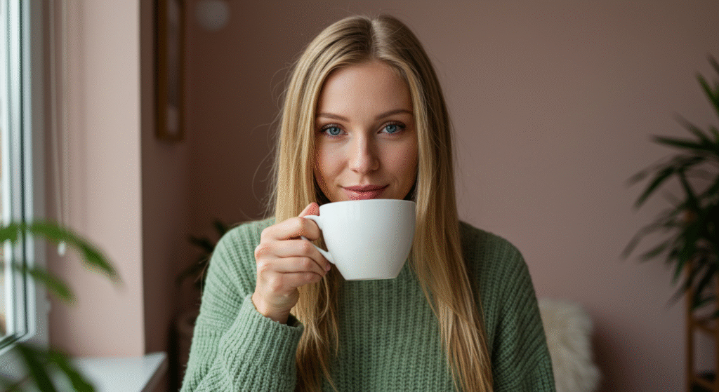 Woman Drinking Ginger Tea