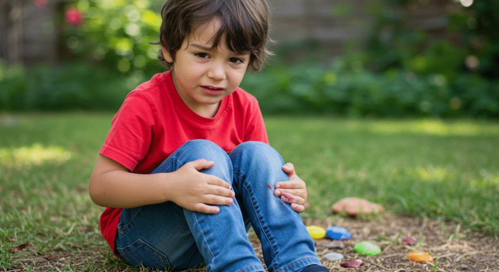 Boy With Scrapes on Knees