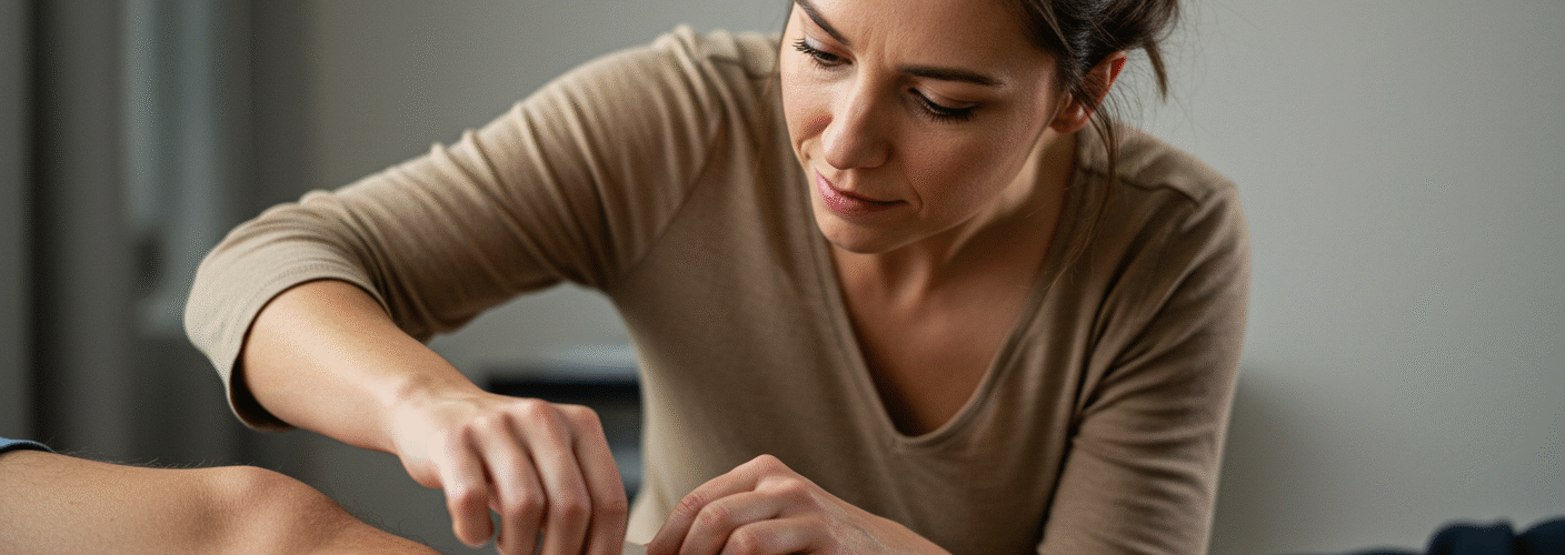 Woman Putting Bandage on a Wound