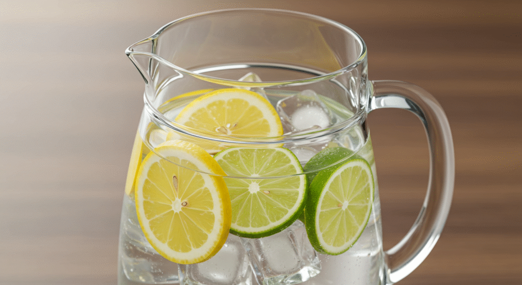 Pitcher of Ice Water with Lemons and Limes