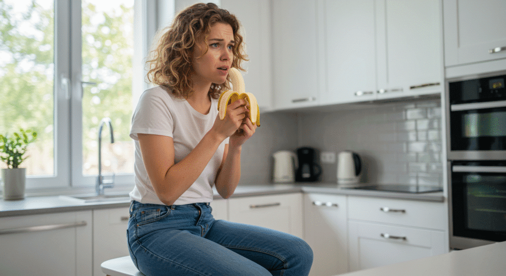 Woman Eating a Banana for Heartburn
