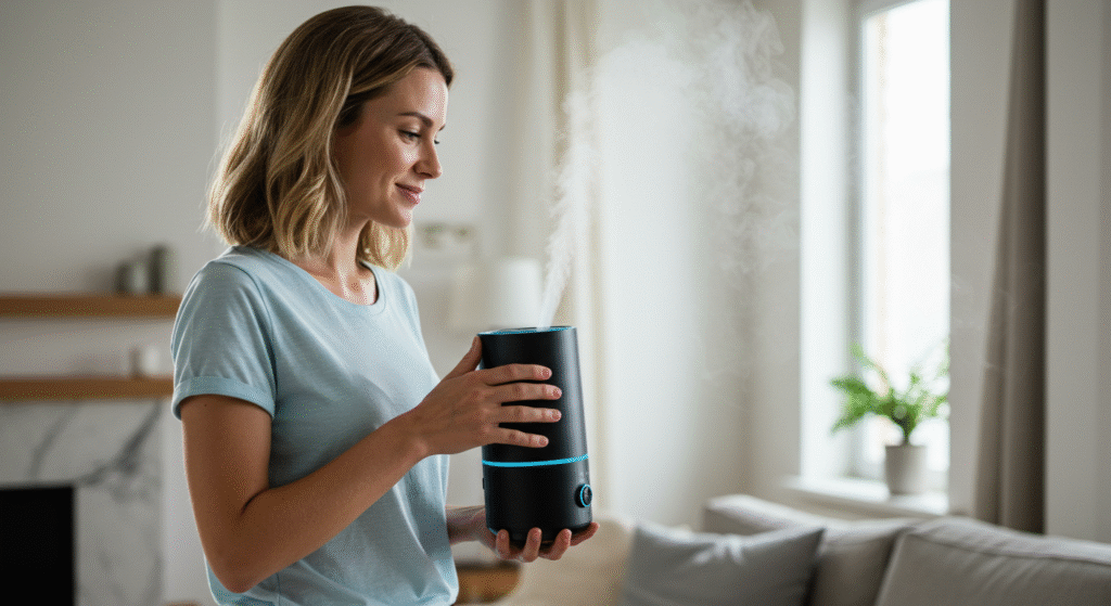 Woman Inhaling Steam