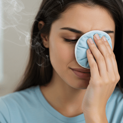 Woman Using a Warm Compresses for Sinus Pressure Relief