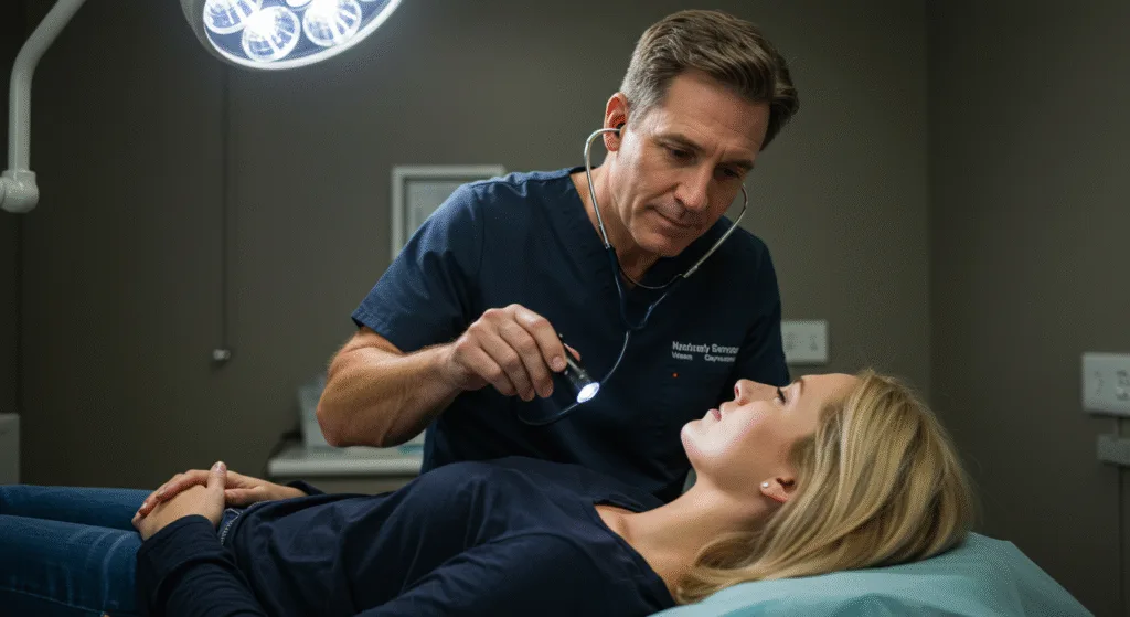 Woman Being Examined by Her Doctor