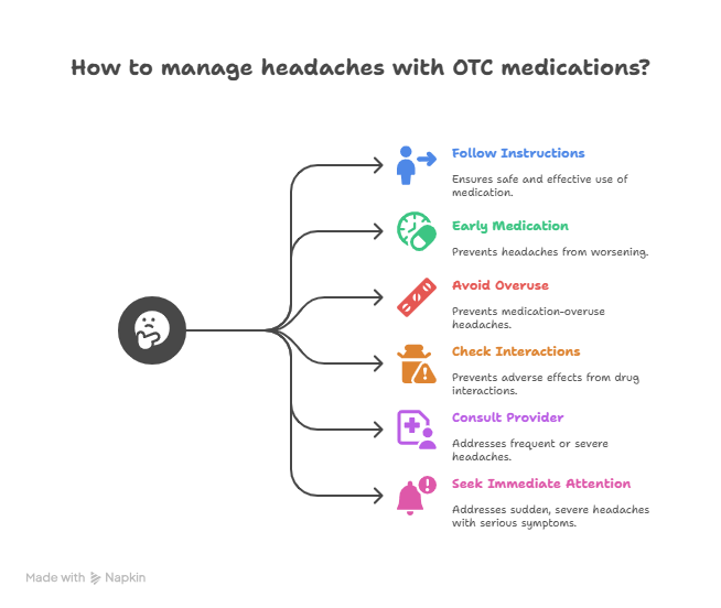 Visual Diagram of Managing Headaches with OTC Medicines