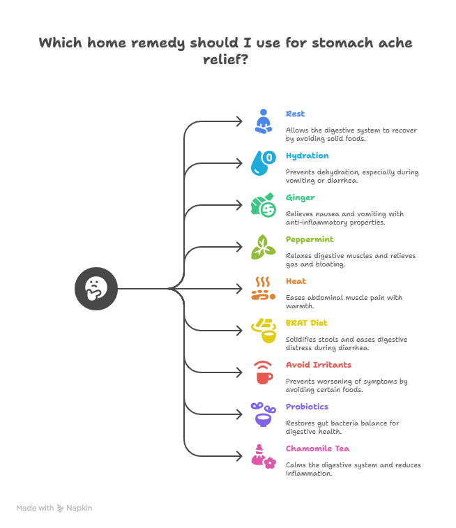 Graphic Illustration of Home Remedies for Stomach Aches