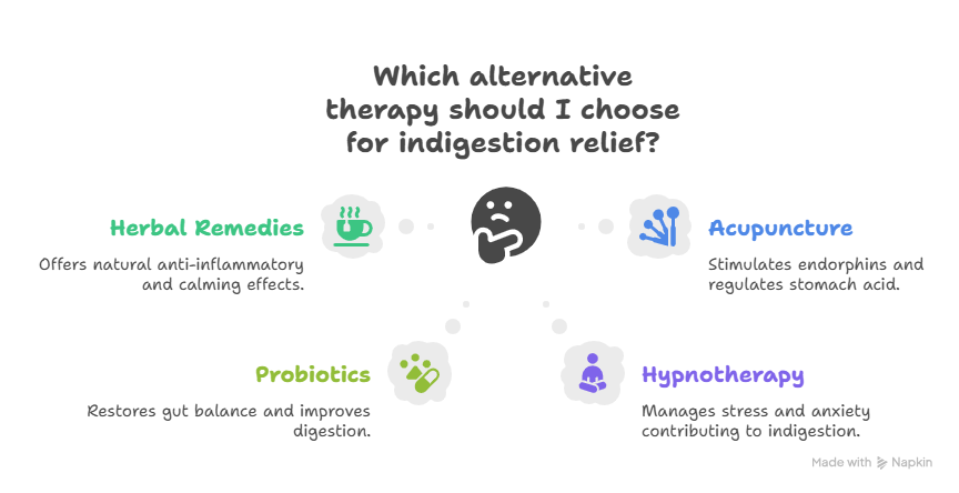 Graphic Diagram of Alternative Therapies for Indigestion