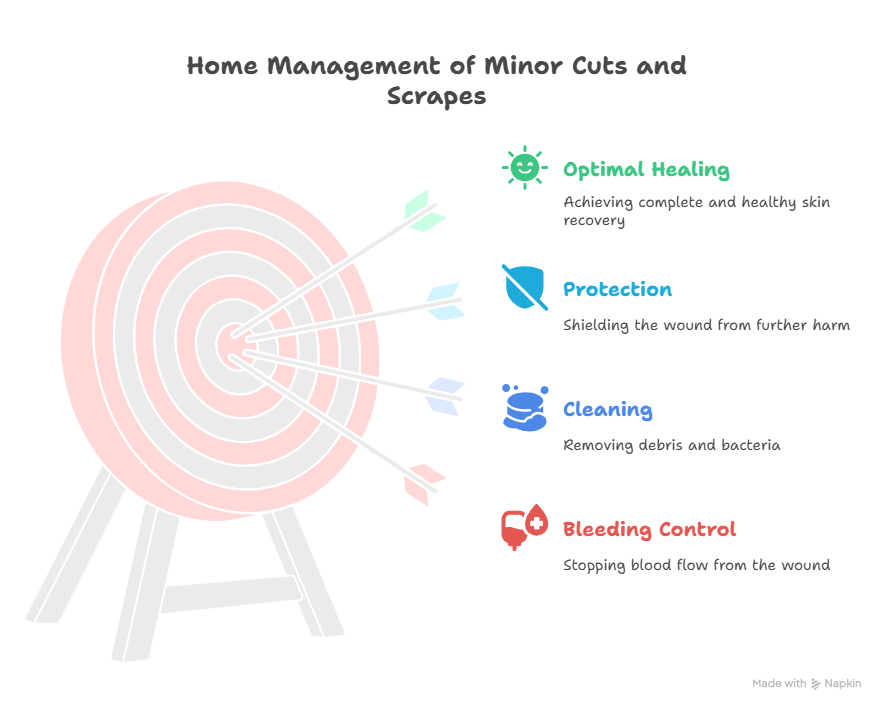 Visual Diagram of Managing Minor Cuts and Scrapes at Home